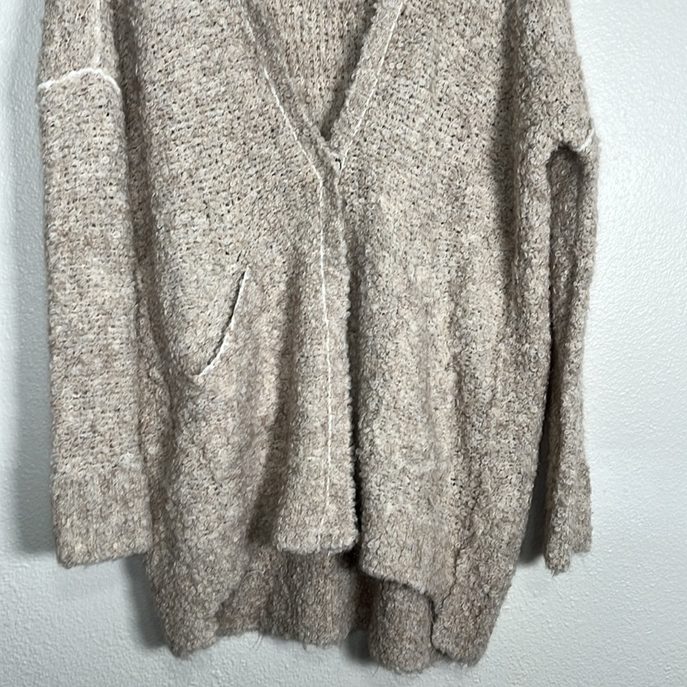 Free People Taupe oversized alpaca blend snap front Cardigan size extra small - Picture 4 of 9